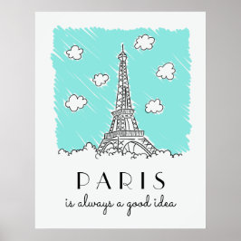 Eiffel Tower Illustration, benutzerdefiniertes Tex Poster