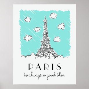 Eiffel Tower Illustration, benutzerdefiniertes Tex Poster