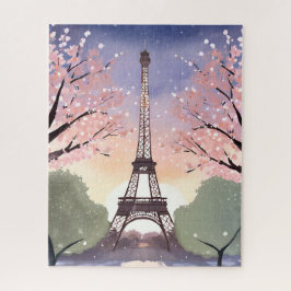 Eiffel Tower in Bloom | Paris France Watercolor Puzzle