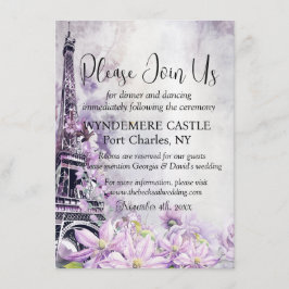 Eiffel Tower Lavender Romance QR Code Wedding Begleitkarte