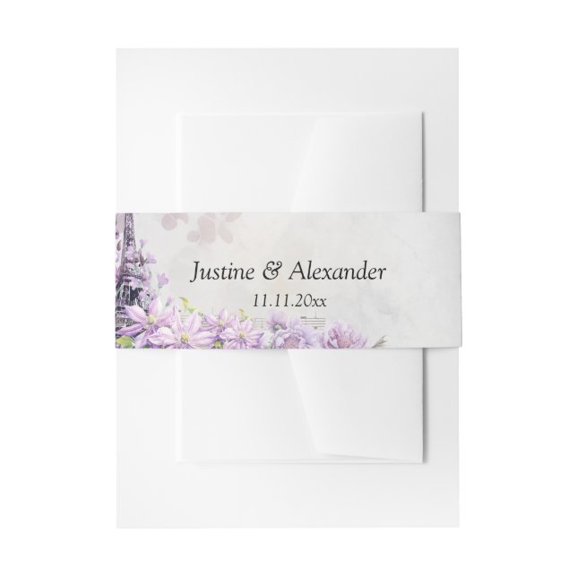 Eiffel Tower Lavender Romance Wedding Einladungsbanderole (Vorderseite Beispiel)
