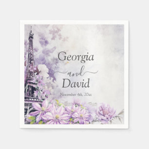 Eiffel Tower Lavender Romance Wedding Serviette