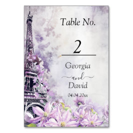Eiffel Tower Lavender Romance Wedding Tischnummer