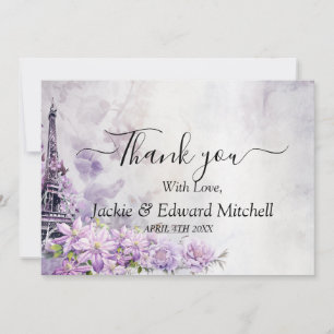 Eiffel Tower Lavender Romance Wedding Vielen Dank Dankeskarte