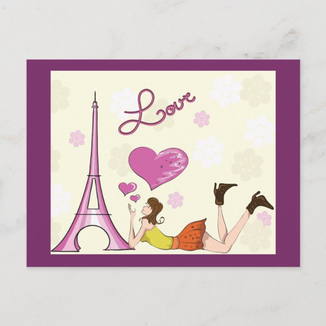 EIFFEL TOWER LIEBE POSTCARD POSTKARTE (Vorderseite)