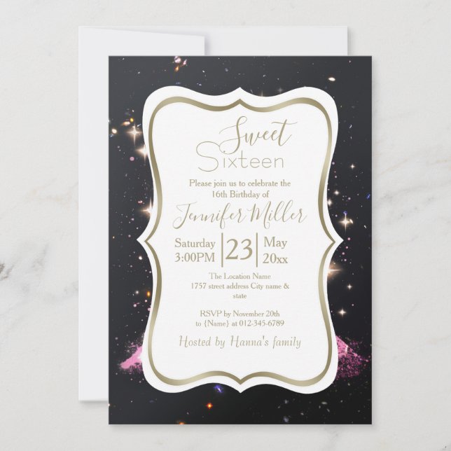 Eiffel Tower Night Moon           Einladung (Vorderseite)