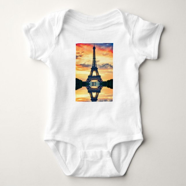 Eiffel Tower Paris Abend European Travel Baby Strampler (Vorderseite)