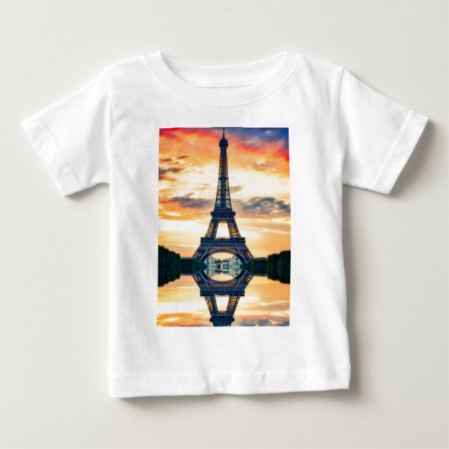 Eiffel Tower Paris Abend European Travel Baby T-shirt (Vorderseite)