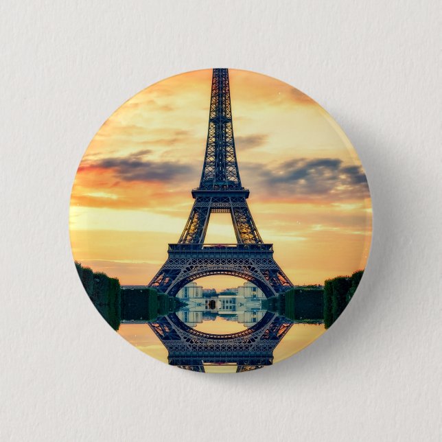 Eiffel Tower Paris Abend European Travel Button (Vorderseite)