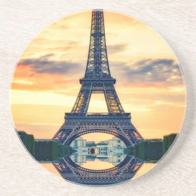 Eiffel Tower Paris Abend European Travel Getränkeuntersetzer (Vorne)