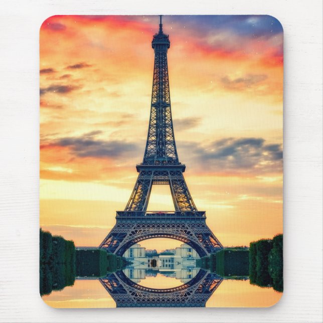 Eiffel Tower Paris Abend European Travel Mousepad (Vorne)