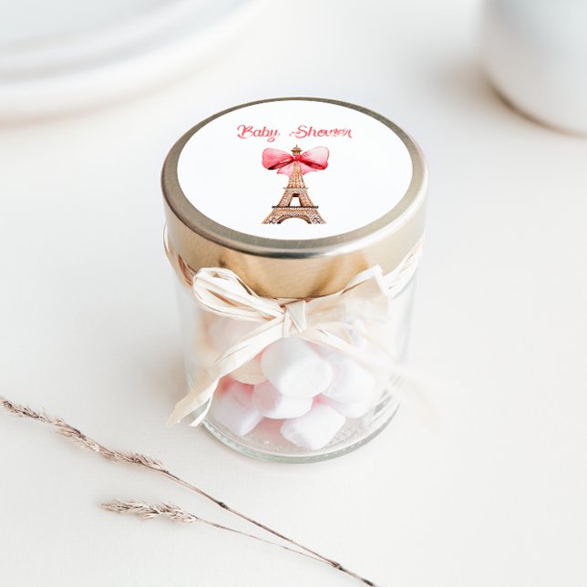 Eiffel Tower Paris Baby Dusche Runder Aufkleber (Von Creator hochgeladen)