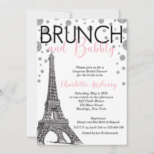 Eiffel Tower Paris Brautparty Brunch Einladung