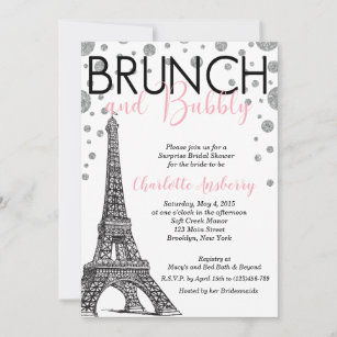 Eiffel Tower Paris Brautparty Brunch Einladung