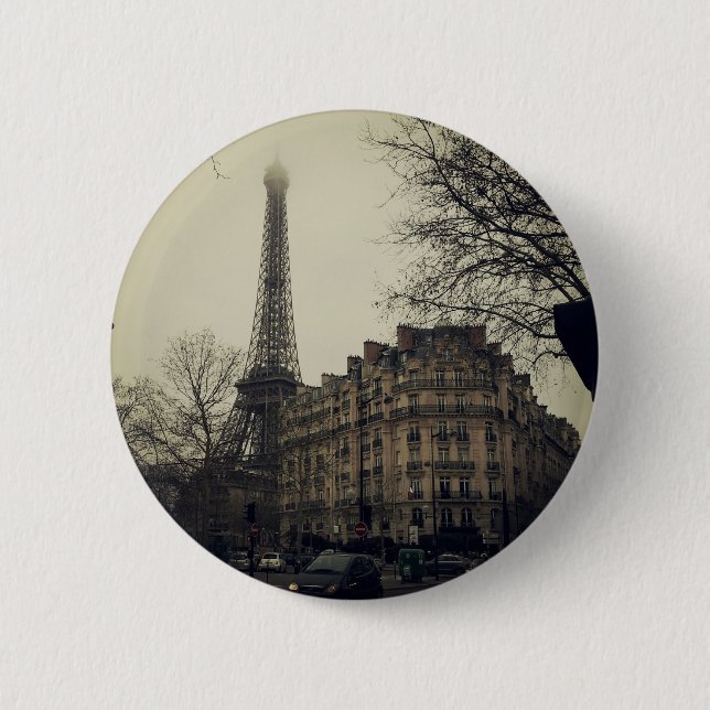 Eiffel Tower Paris City Gebäude Architecture Button (Vorderseite)