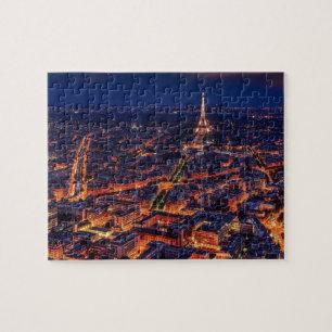 Eiffel Tower Paris City Night Europe Foto Puzzle