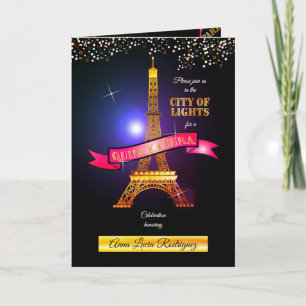 Eiffel Tower Paris City of Lights Quinceañera Einladung