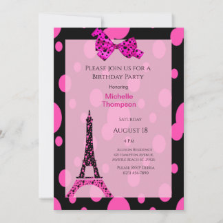 Eiffel Tower Paris Einladung zum Geburtstag