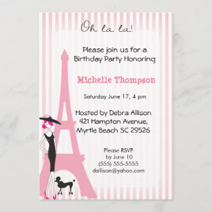 Eiffel Tower Paris Einladung zum Geburtstag