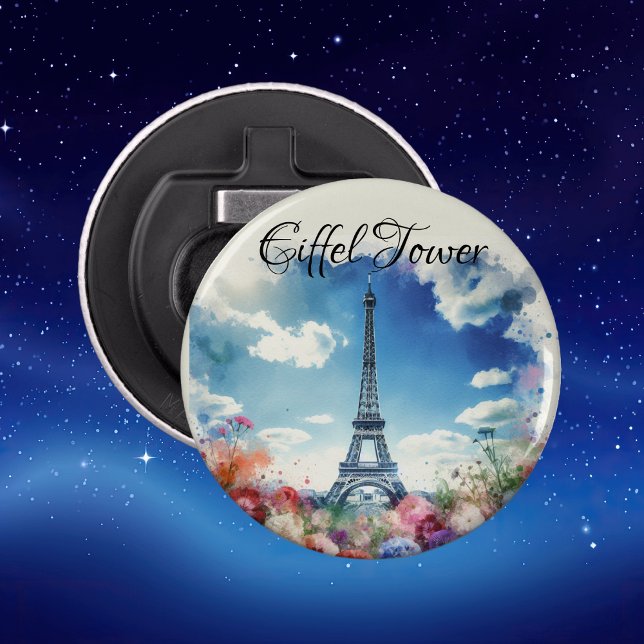 Eiffel Tower Paris Floral Monogram | Flaschenöffner (Von Creator hochgeladen)