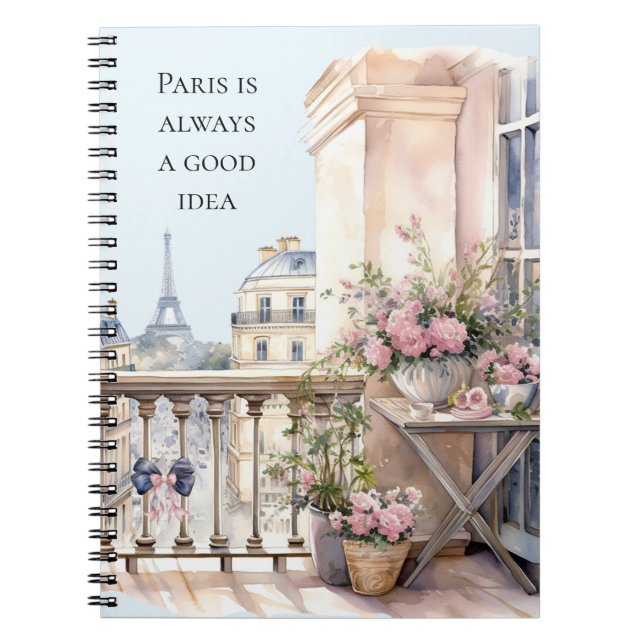 Eiffel Tower Paris Floral Notizblock (Vorderseite)