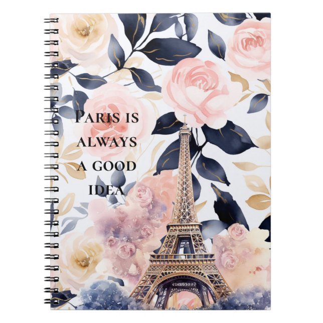 Eiffel Tower Paris Floral Notizblock (Vorderseite)