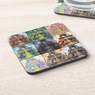 Eiffel Tower, Paris, France Collage Set of Coaster Getränkeuntersetzer