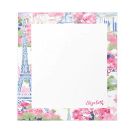Eiffel Tower Paris France Floral Notizblock