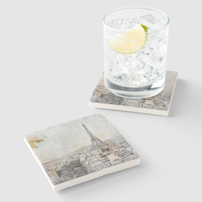 Eiffel Tower. Paris, France  Steinuntersetzer (Seitenansicht)