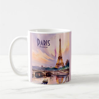 Eiffel Tower Paris France Sunset Watercolor Travel Kaffeetasse