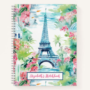 Eiffel Tower Paris Frankreich Blumenkünstler Sketc Notizbuch