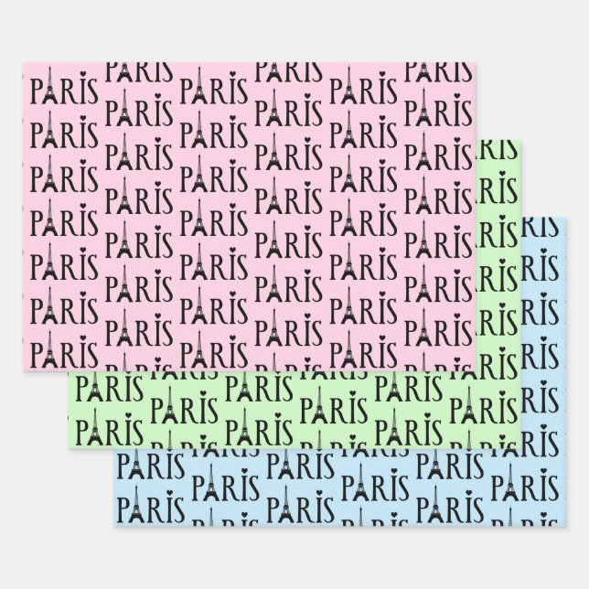 Eiffel Tower Paris Frankreich Design Geschenkpapier Set (Set)