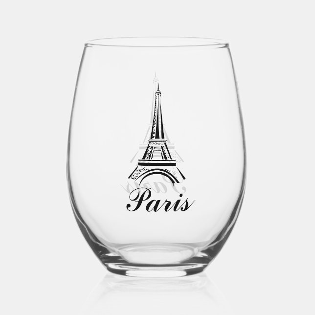 Eiffel Tower Paris Frankreich Design Weinglas Ohne Stiel (Rückseite)