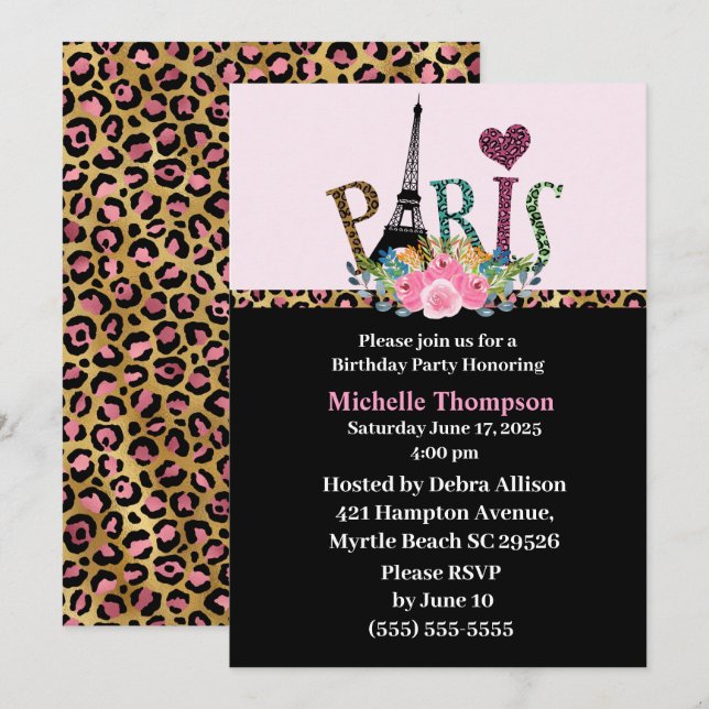 Eiffel Tower Paris Frankreich Einladung zum Geburt (Vorne/Hinten)