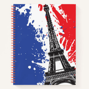 Eiffel Tower   Paris, Frankreich   Grunge Flag Notizbuch