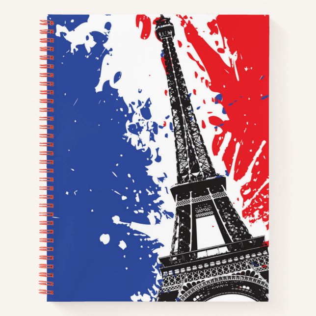 Eiffel Tower | Paris, Frankreich | Grunge Flag Notizbuch (Vorderseite)