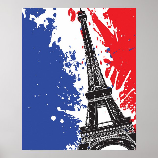 Eiffel Tower | Paris, Frankreich | Grunge Flag Poster (Vorne)