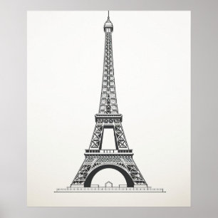 Eiffel Tower Paris Frankreich Minimalistische Lini Poster