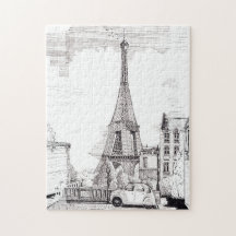 Eiffel Tower Paris Frankreich Pen Ink Illustration