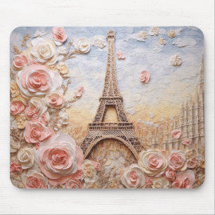 Eiffel Tower Paris Frankreich Pink Floral Mousepad