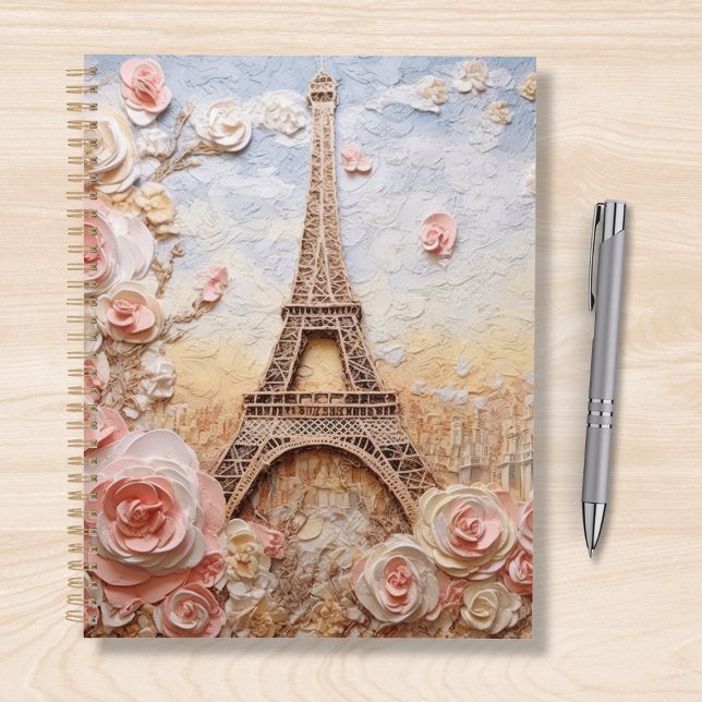 Eiffel Tower Paris Frankreich Pink Floral Planer (Von Creator hochgeladen)