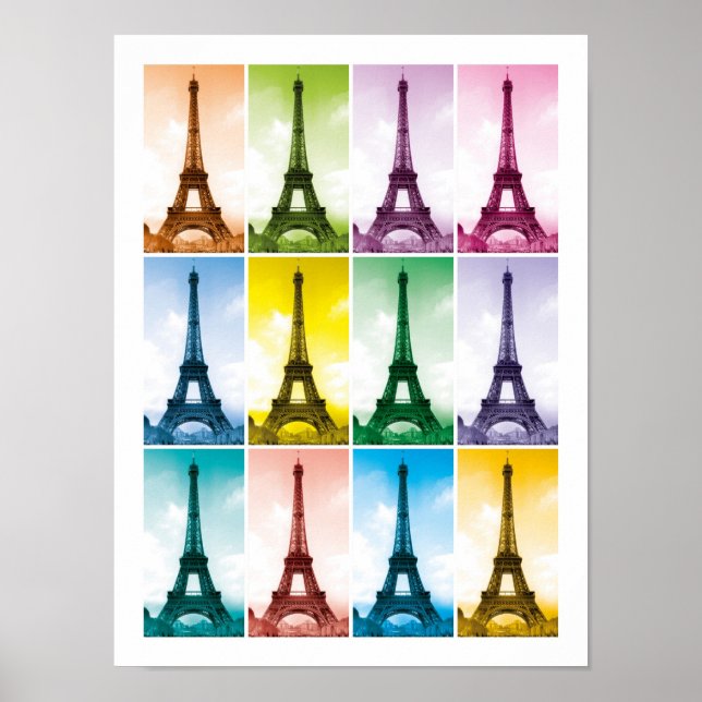 Eiffel Tower Paris Frankreich Pop Art Poster (Vorne)