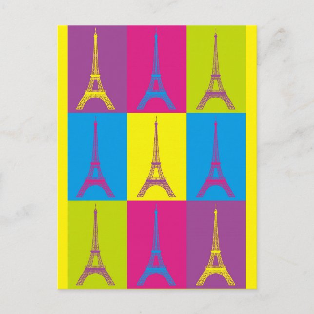 Eiffel Tower Paris Frankreich Pop Art Postkarte (Vorderseite)