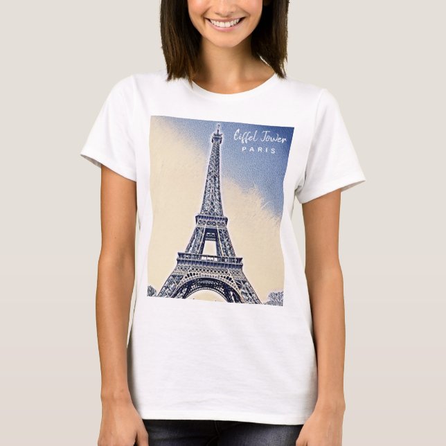 Eiffel Tower Paris Frankreich Sehenswürdigkeit T-Shirt (Vorderseite)