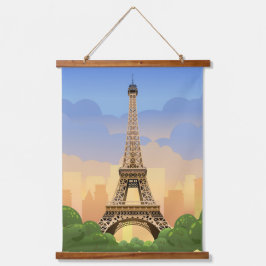 Eiffel Tower Paris Frankreich Wandteppich Mit Holzrahmen