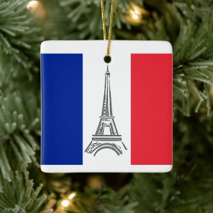 Eiffel Tower Paris Französisches Thema Weihnachtss Keramikornament