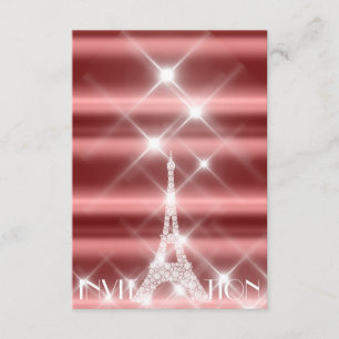 Eiffel Tower Paris Funkelnd Stars Burgundy Diamond Einladung