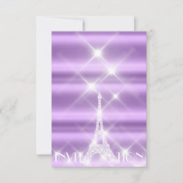 Eiffel Tower Paris Funkelnd Stars Lila Diamond Einladung