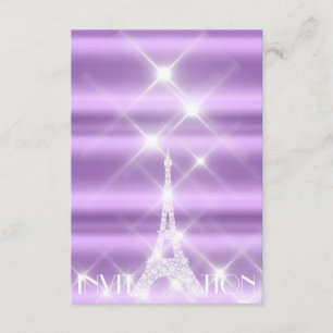 Eiffel Tower Paris Funkelnd Stars Lila Diamond Einladung