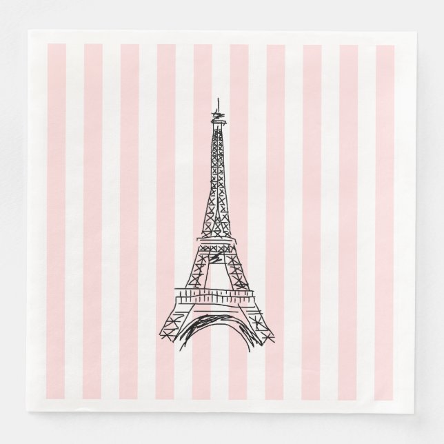 Eiffel Tower Paris Illustration Napkins Serviette (Vorderseite)